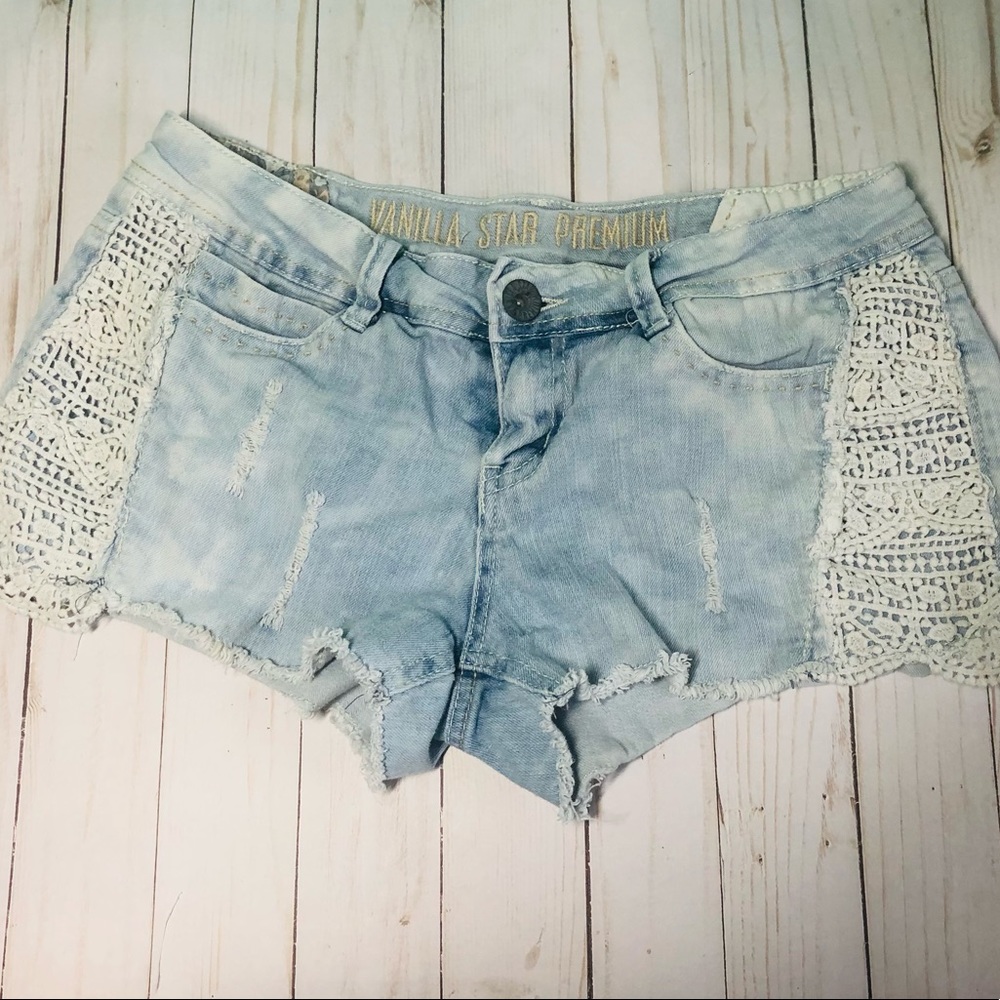 Lace Denim Shorts